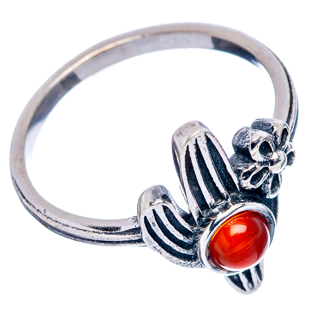 Carnelian Cactus Dainty Ring Size 5.75 (.925 Sterling Silver)