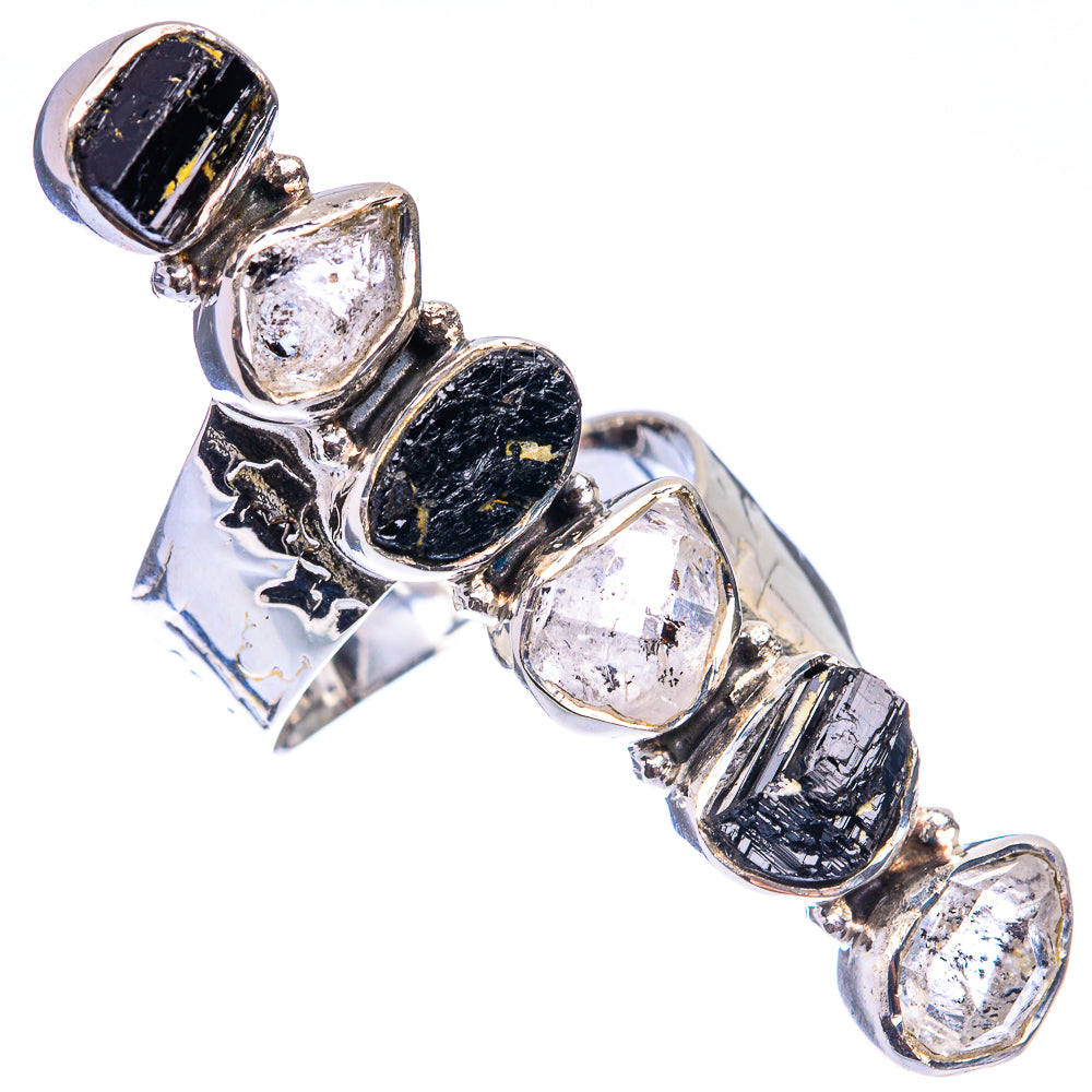 Signature Black Tourmaline, Herkimer Diamond Ring Size 7 (925 Sterling Silver) R141696