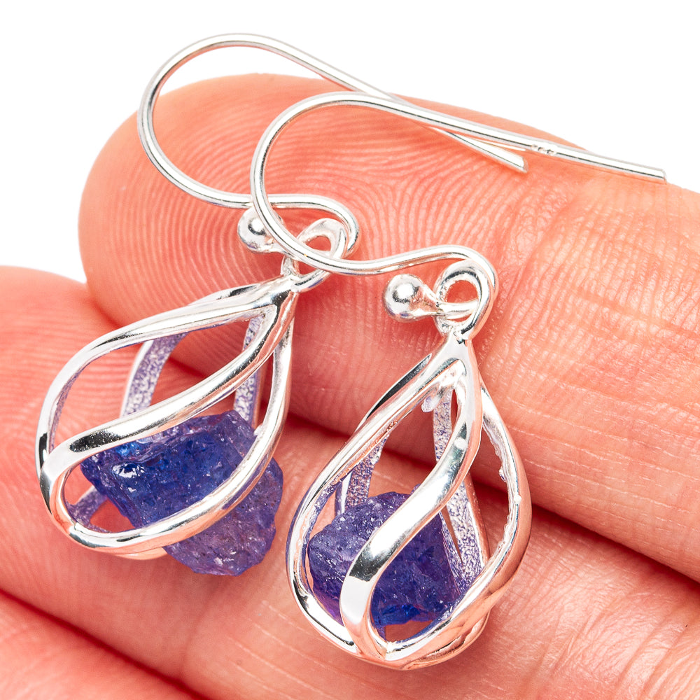 Tanzanite Caged Earrings 1 1/4" (925 Sterling Silver) E2547