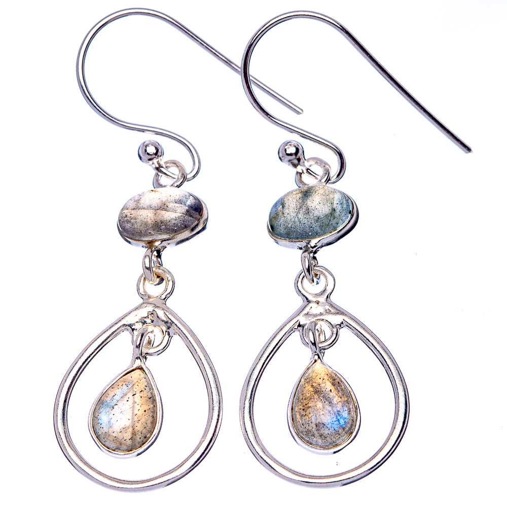 Labradorite Dainty Earrings 1 5/8" (925 Sterling Silver) E2066