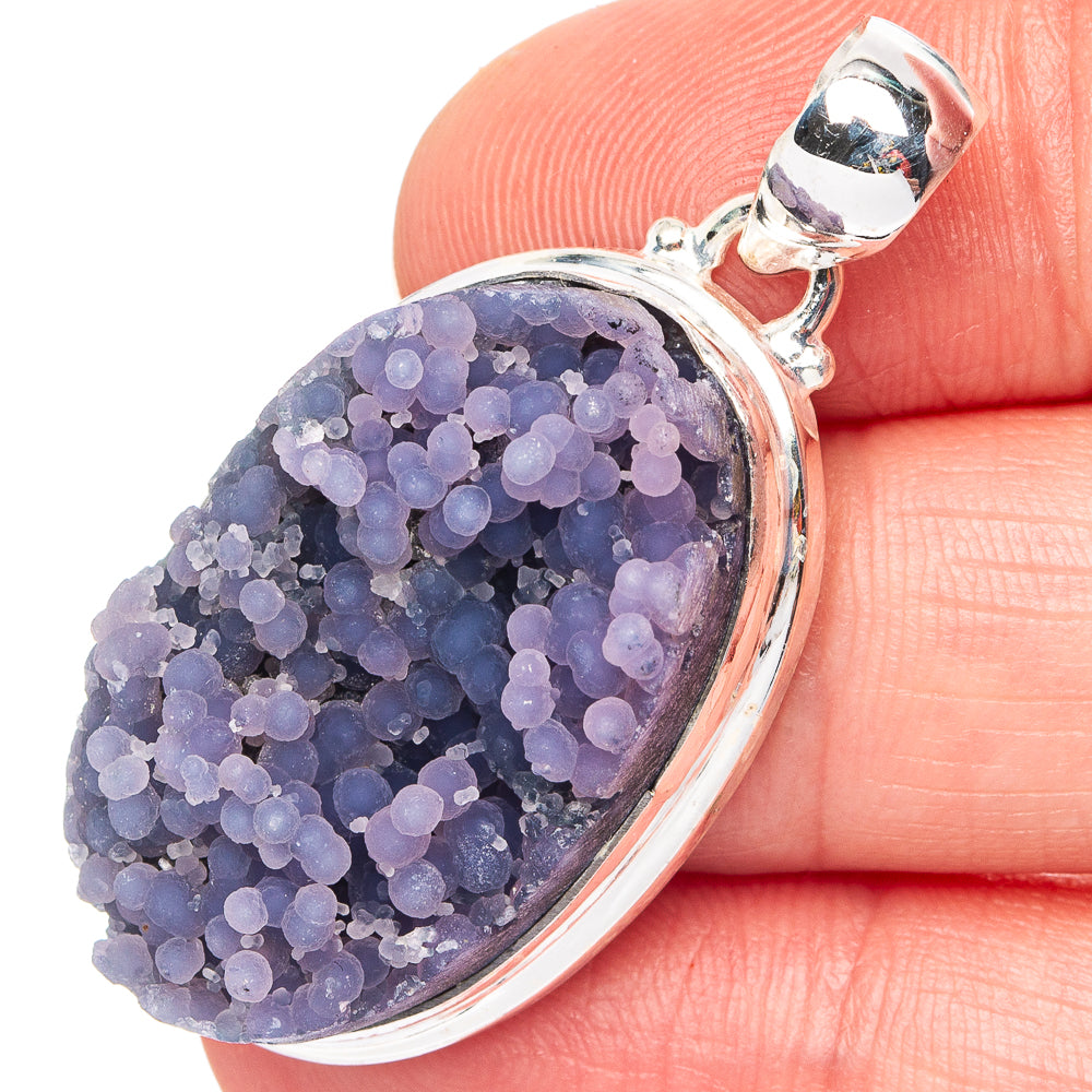 Rare Grape Agate Pendant 1 5/8" (.925 Sterling Silver)