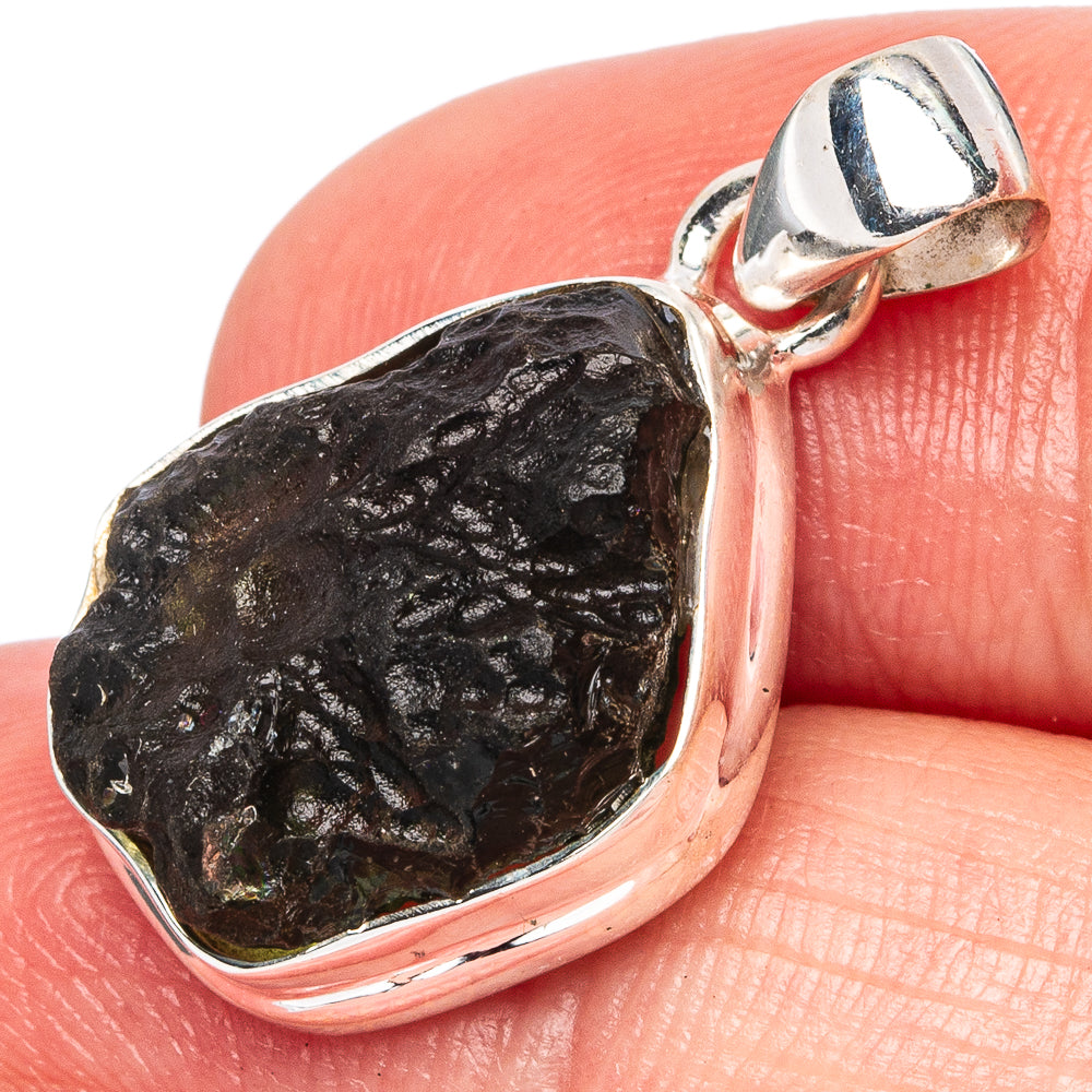 Rare Moldavite Pendant 1" (925 Sterling Silver) P43373