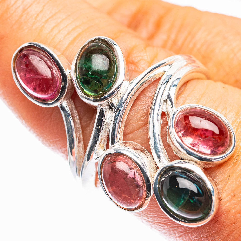 Pink Tourmaline, Green Tourmaline Ring Size 7.75 (925 Sterling Silver) R142302
