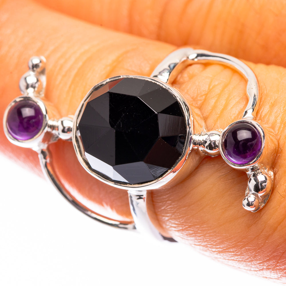Premium Black Onyx, Amethyst Ring Size 7 (925 Sterling Silver) R141824