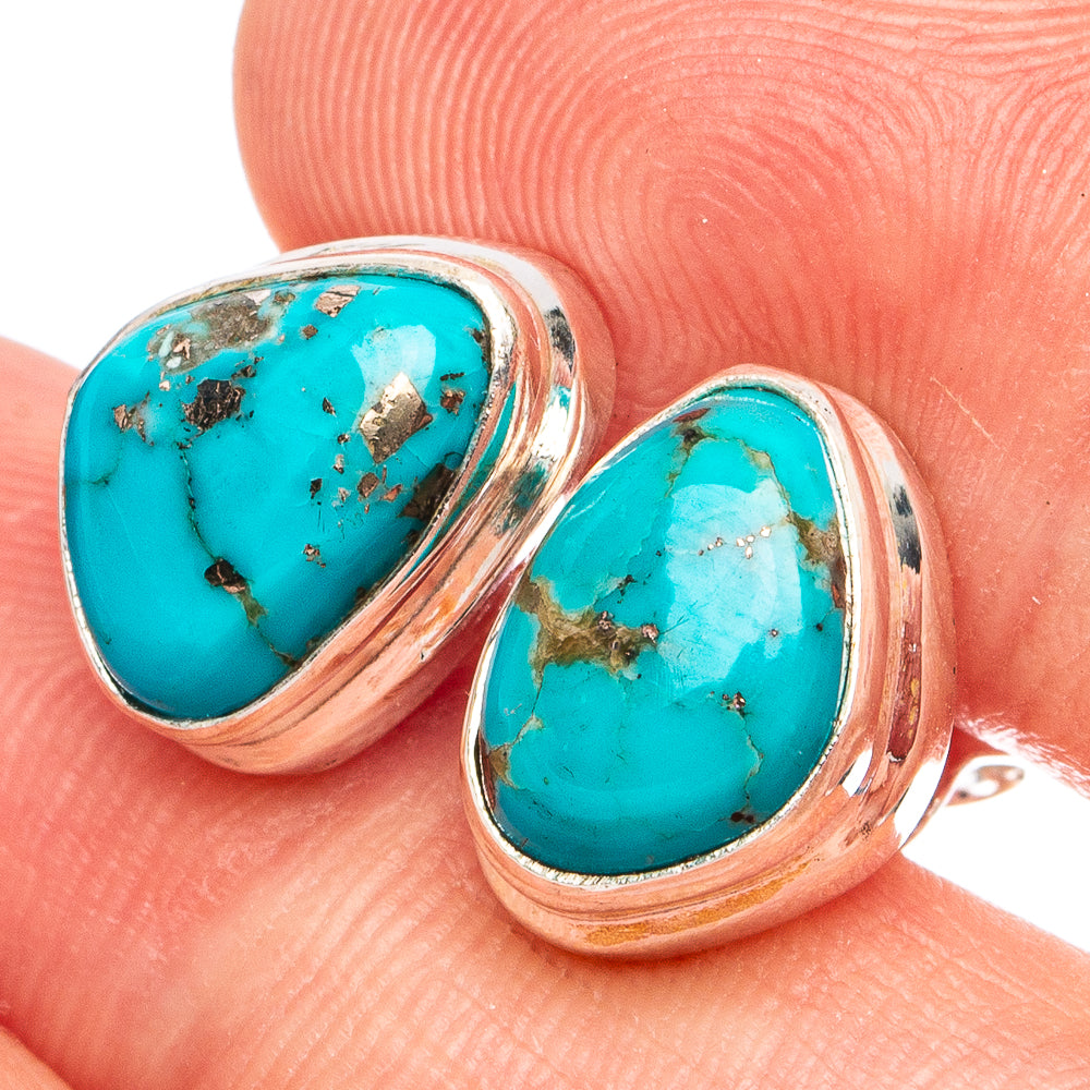 Rare Kingman Turquoise Earrings 1/2" (925 Sterling Silver) E2772