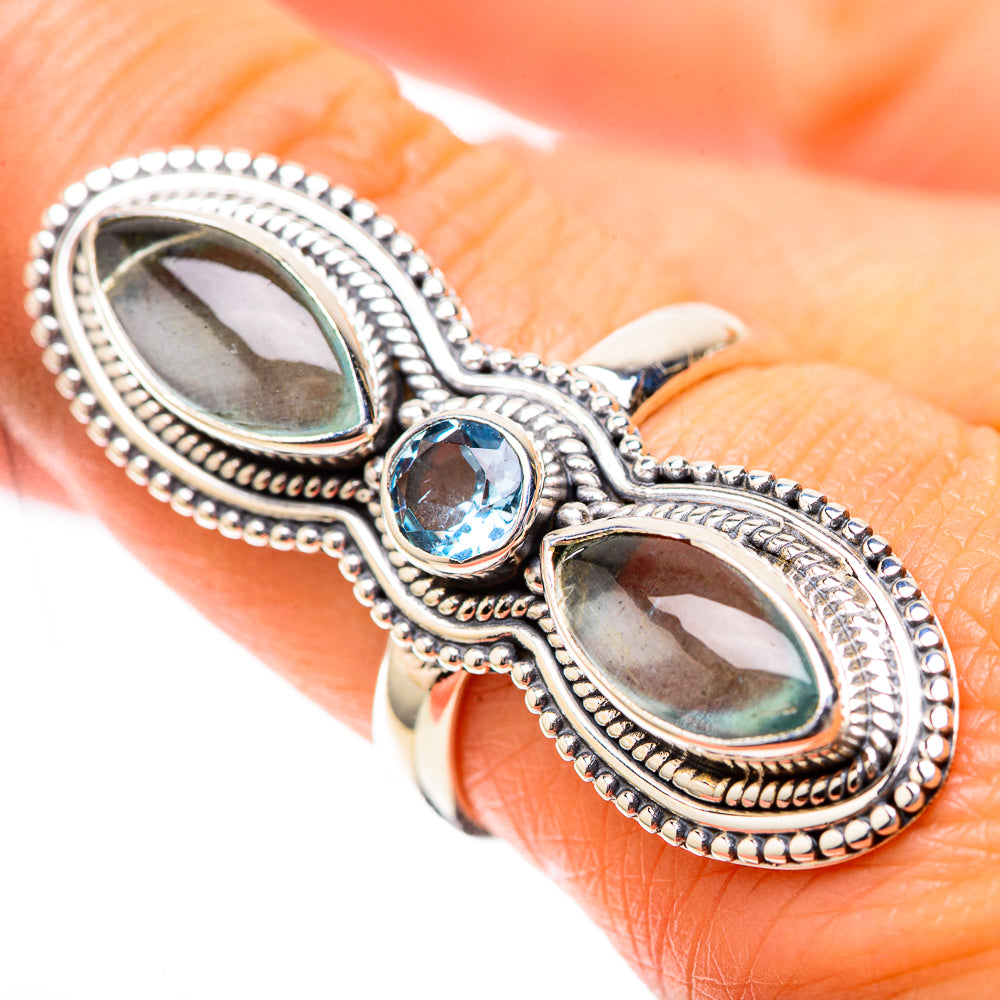 Large Natural Aquamarine, Blue Topaz Ring Size 8 (925 Sterling Silver) RING137992