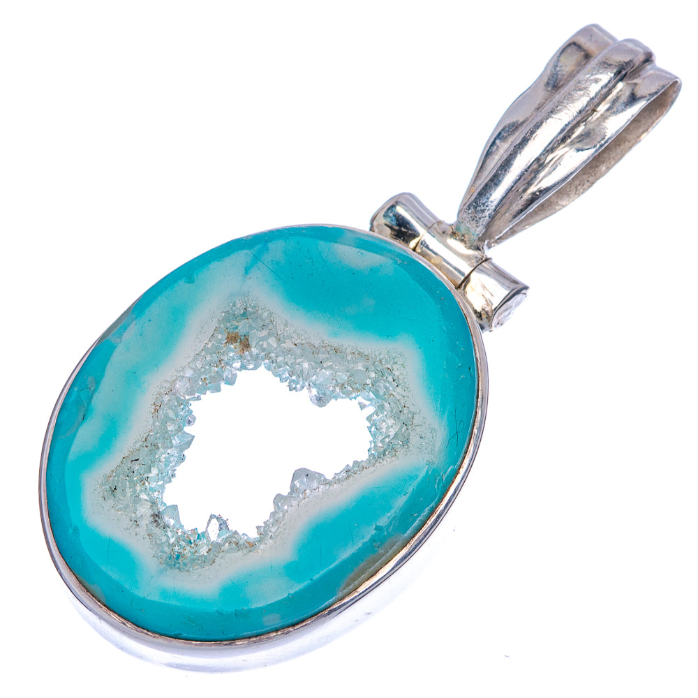 Blue Geode Slice Pendant 1 1/2" (925 Sterling Silver) P40027