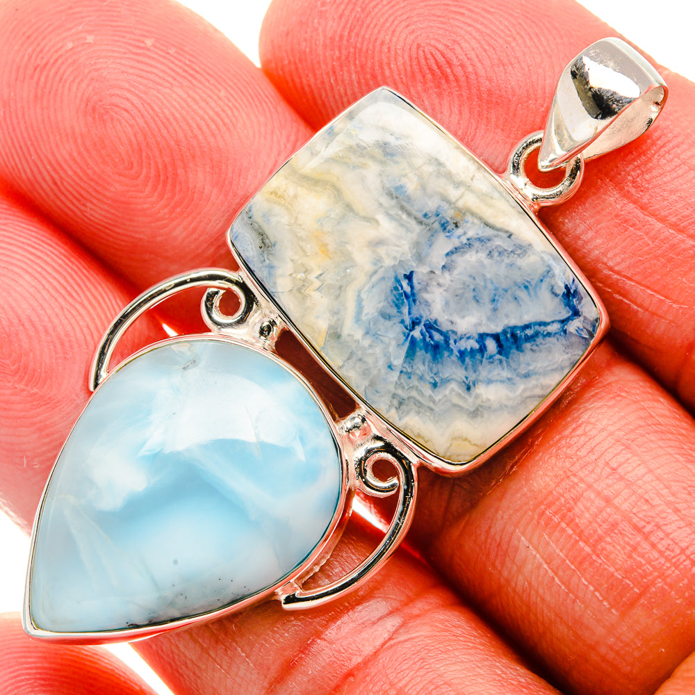 Blue Scheelite, Larimar Pendant 2 1/4" (925 Sterling Silver) PD37894