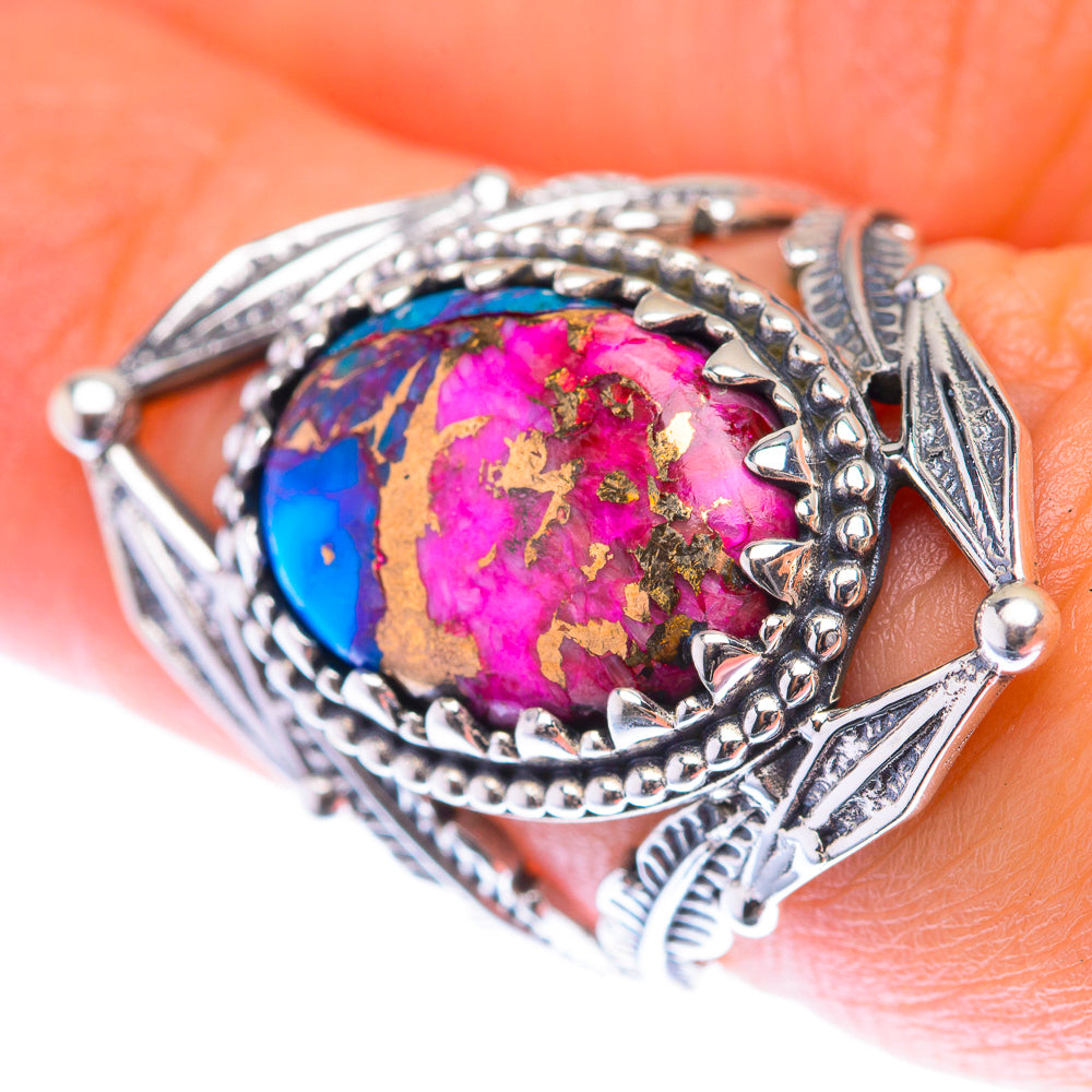 Kingman Pink Dahlia Turquoise Ring Size 6.5 (925 Sterling Silver) RING139908