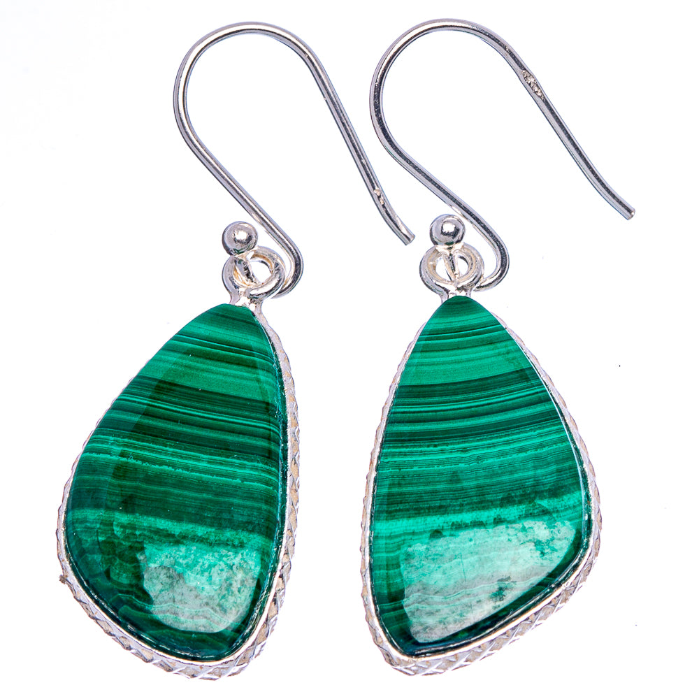 Malachite Earrings 1 1/2" (925 Sterling Silver) E1760