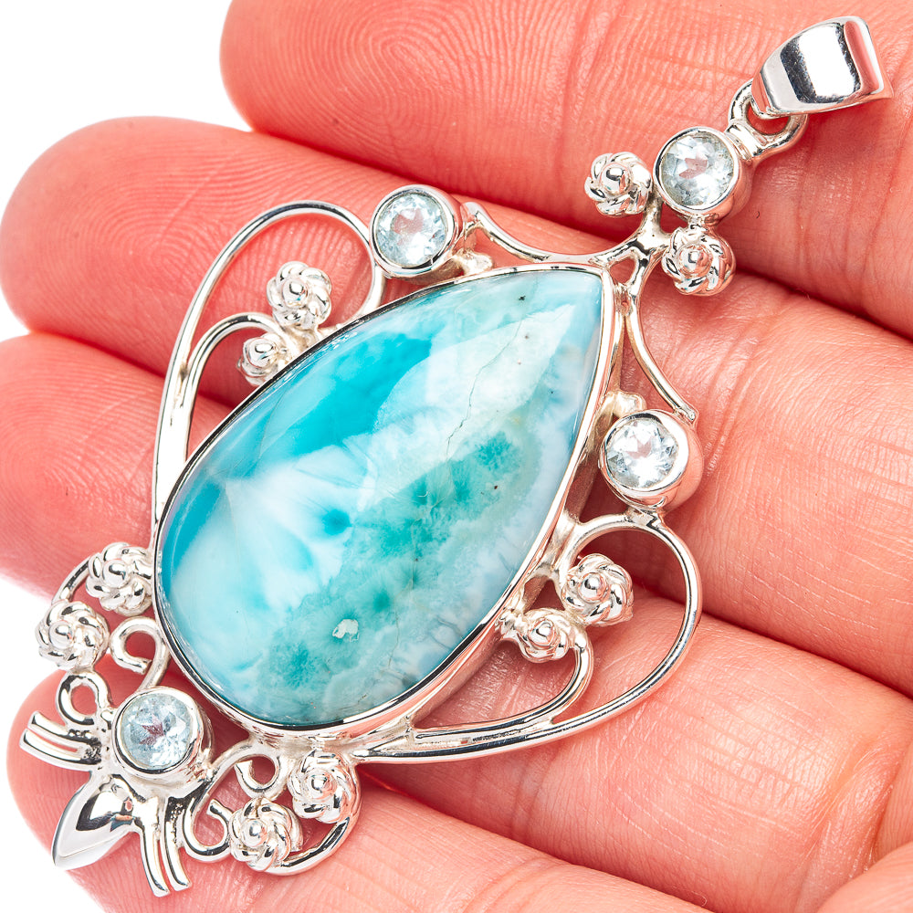 Signature Larimar, Blue Topaz Pendant 2 1/2" (925 Sterling Silver) P44657