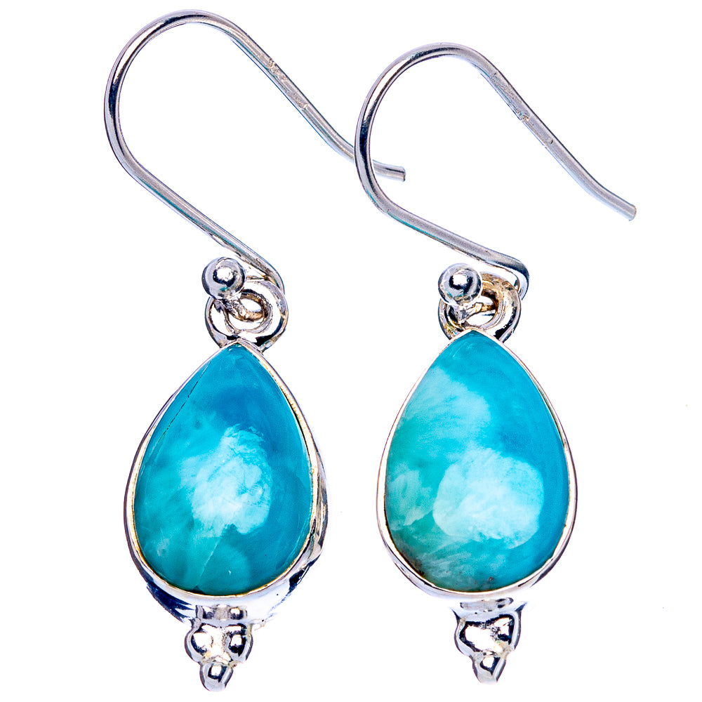 Larimar 925 Sterling Silver Earrings 1 3/8" (925 Sterling Silver) E1953