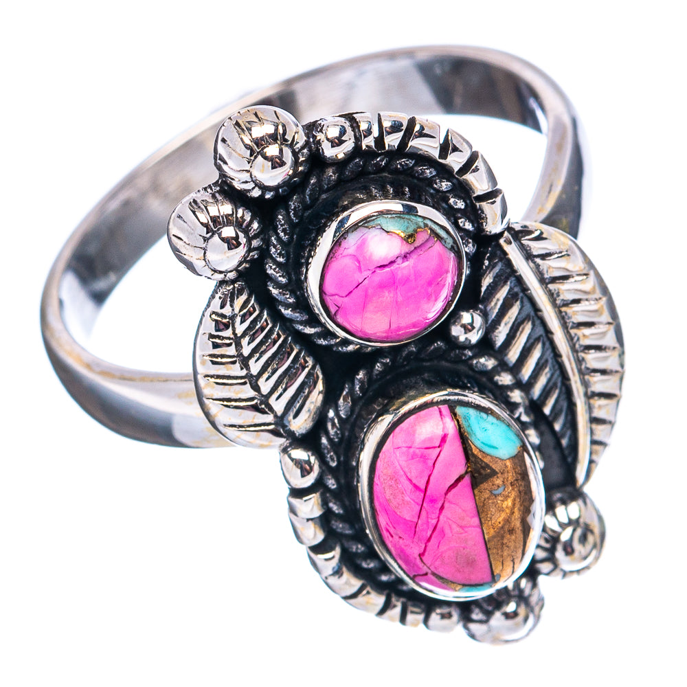 Native Style Cotton Candy Turquoise Ring Size 9 (.925 Sterling Silver)
