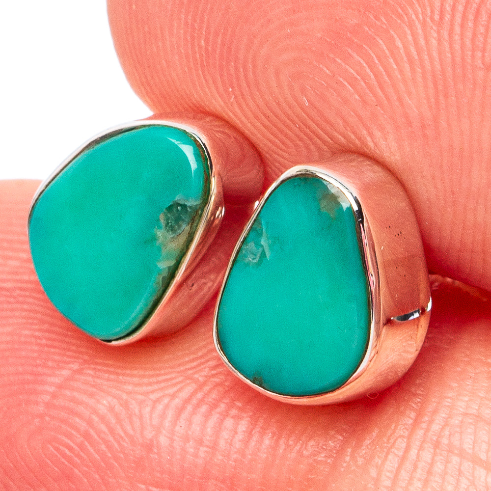 Rare Kingman Turquoise Earrings 3/8" (.925 Sterling Silver)
