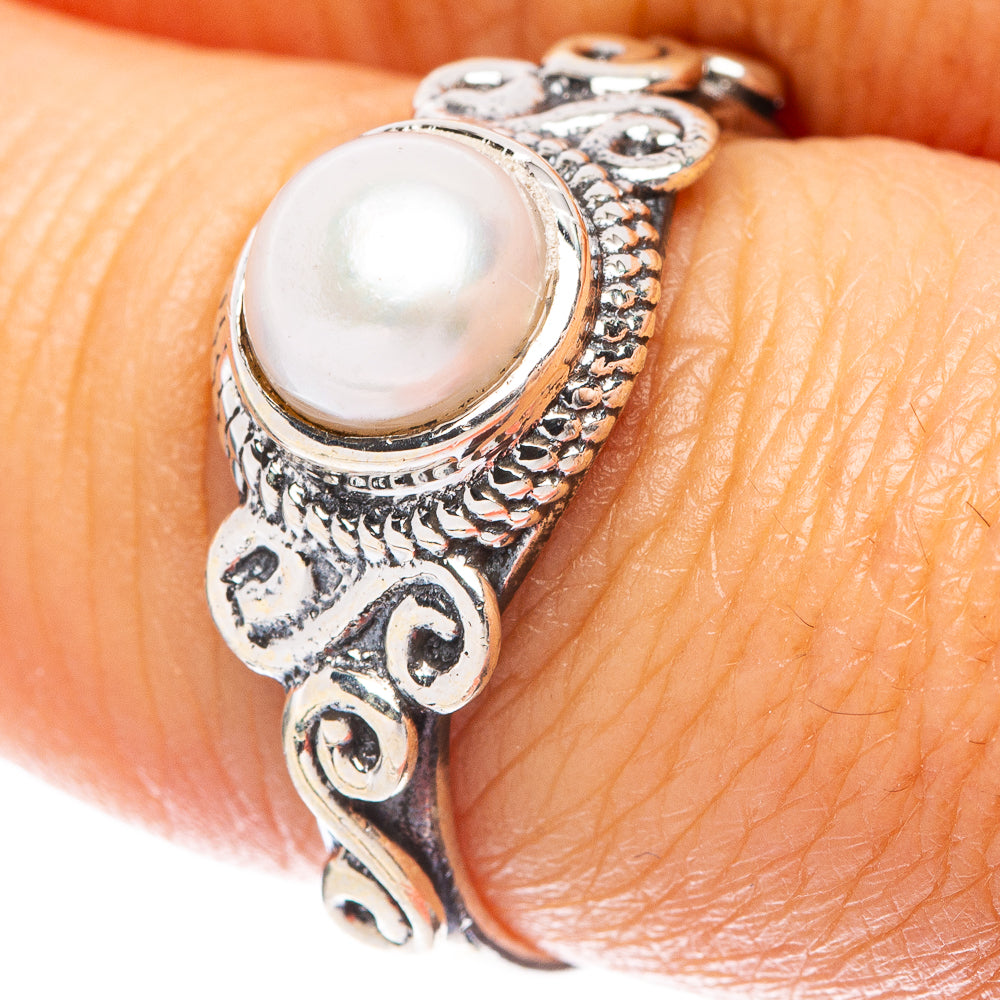 Cultured Pearl Dainty Ring Size 7.75 (925 Sterling Silver) R5884