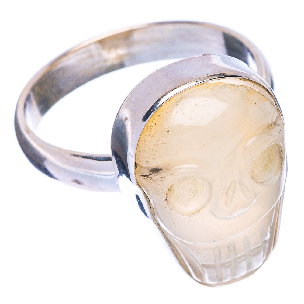 Rainbow Moonstone Skull Ring Size 7.75 (925 Sterling Silver) R146935