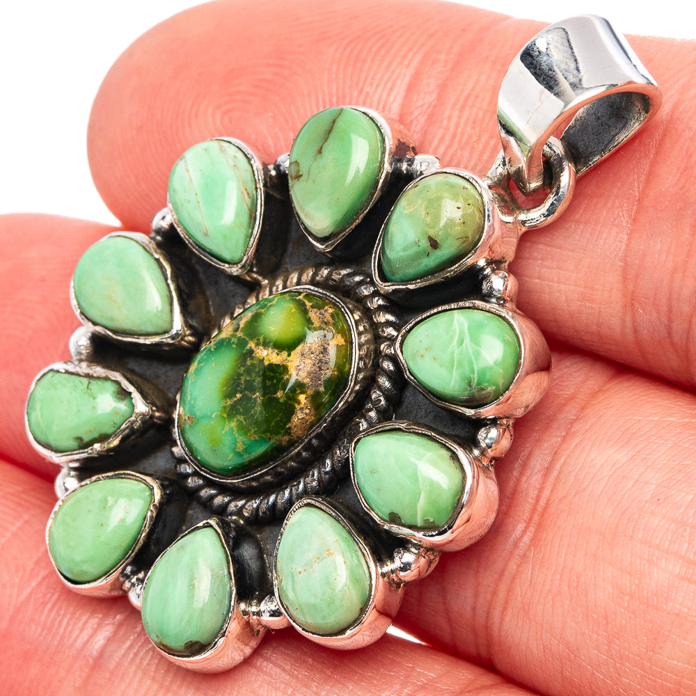 Rare Sonoran Gold Turquoise Native Style Pendant 1 5/8" (.925 Sterling Silver)