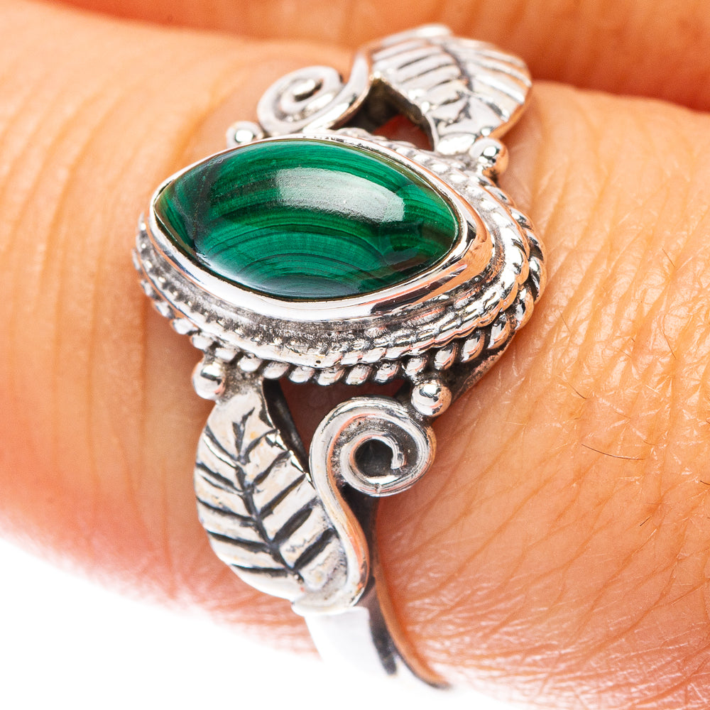 Malachite Leaf 925 Sterling Silver Ring Size 8 (925 Sterling Silver) R5345