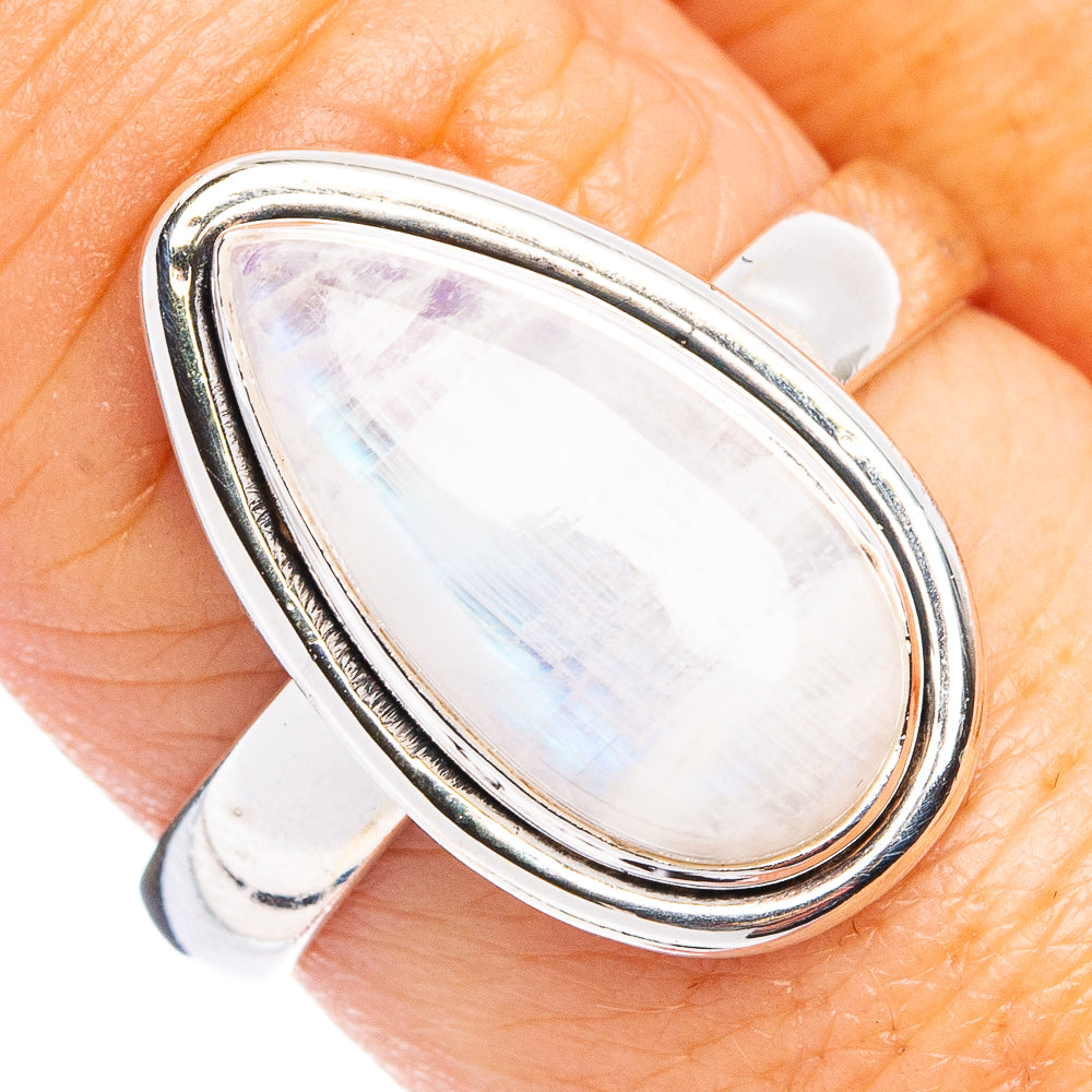 Rainbow Moonstone Ring Size 8.5 (.925 Sterling Silver)