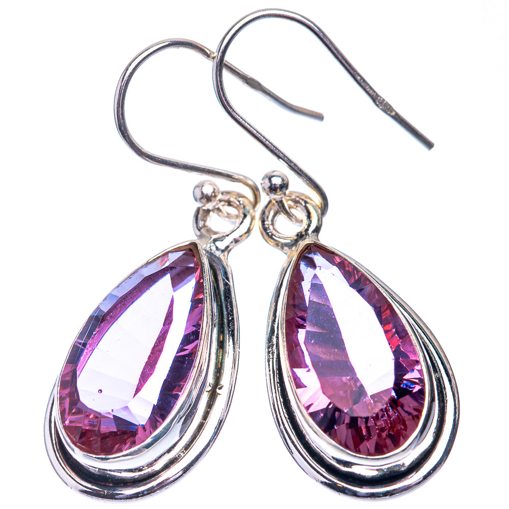 Faceted Color Change Alexandrite (Lab.) Earrings 1 3/8" (925 Sterling Silver) E432571