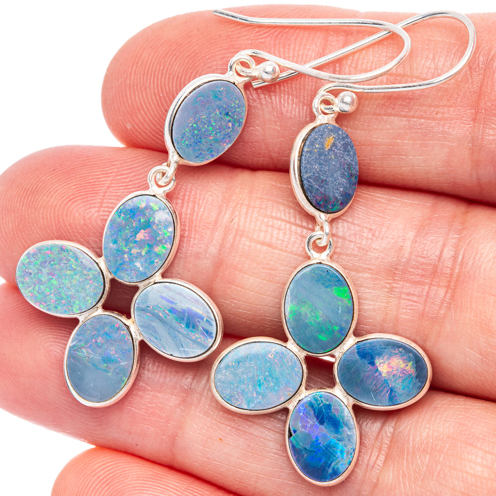 Rare Triplet Opal Earrings 2" (925 Sterling Silver) E433312
