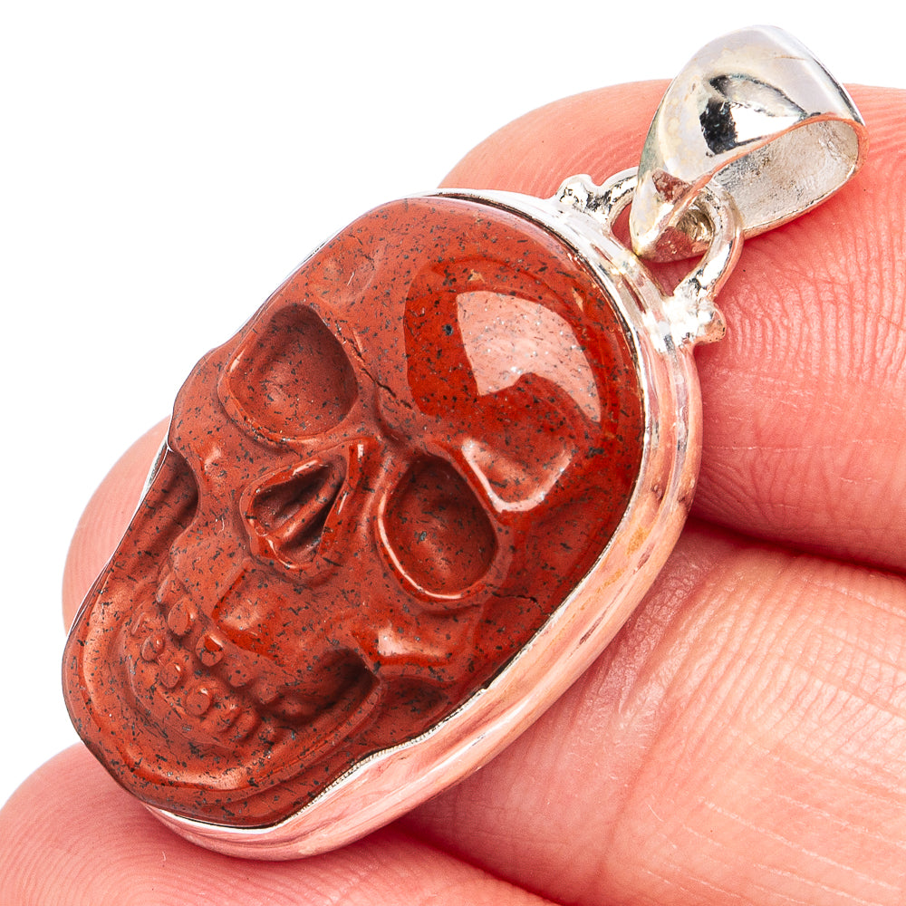 Mahogany Obsidian Skull Pendant 1 3/8" (925 Sterling Silver) P45154