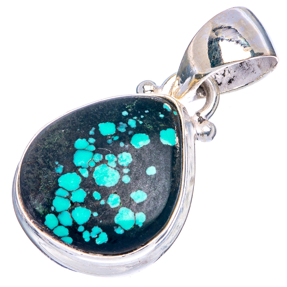 Rare Arizona Spider Web Turquoise Pendant 1 1/8" (925 Sterling Silver) P43307