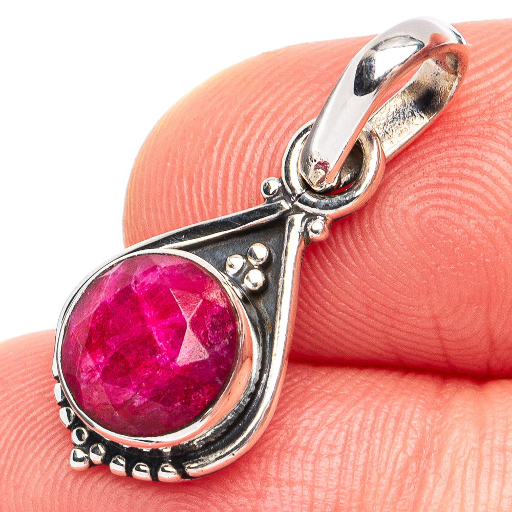 Dainty Red Sillimanite Pendant 1" (925 Sterling Silver) P45281