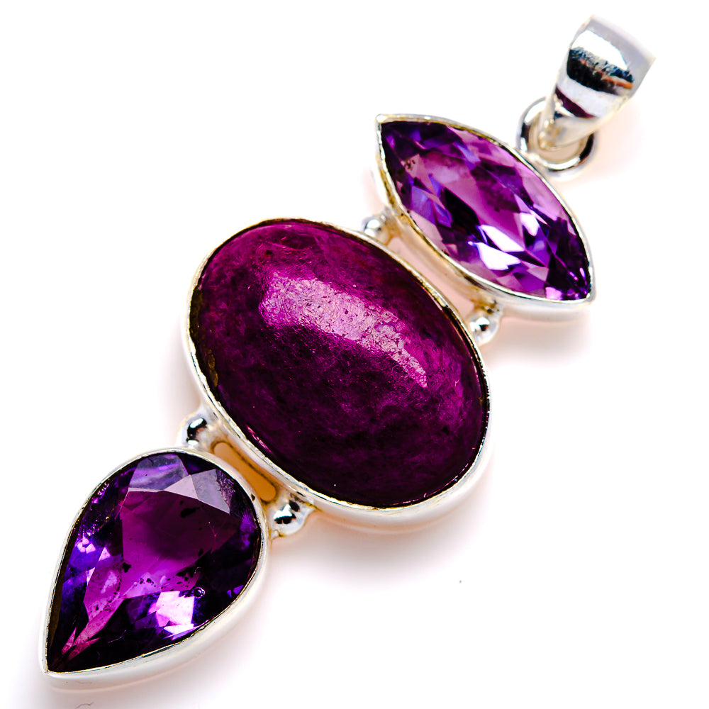 Ruby Fuchsite, Amethyst Pendant 2" (925 Sterling Silver) PD38068