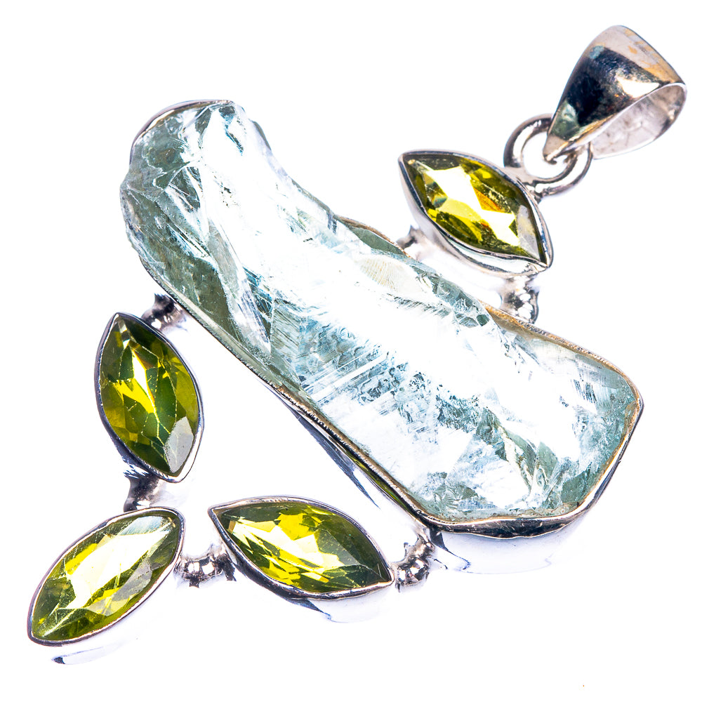 Rough Green Amethyst, Peridot 925 Sterling Silver Pendant 1 7/8"