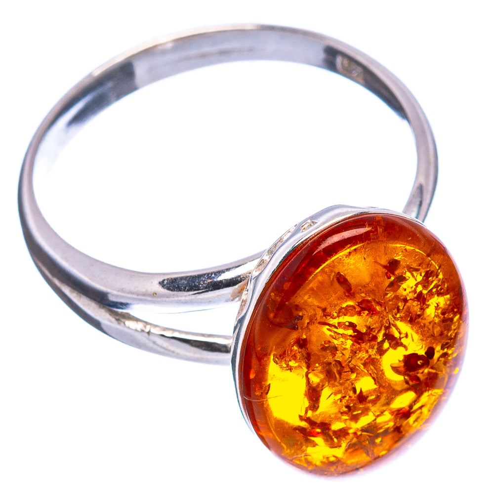 Baltic Amber Ring Size 7 Adjustable (.925 Sterling Silver)