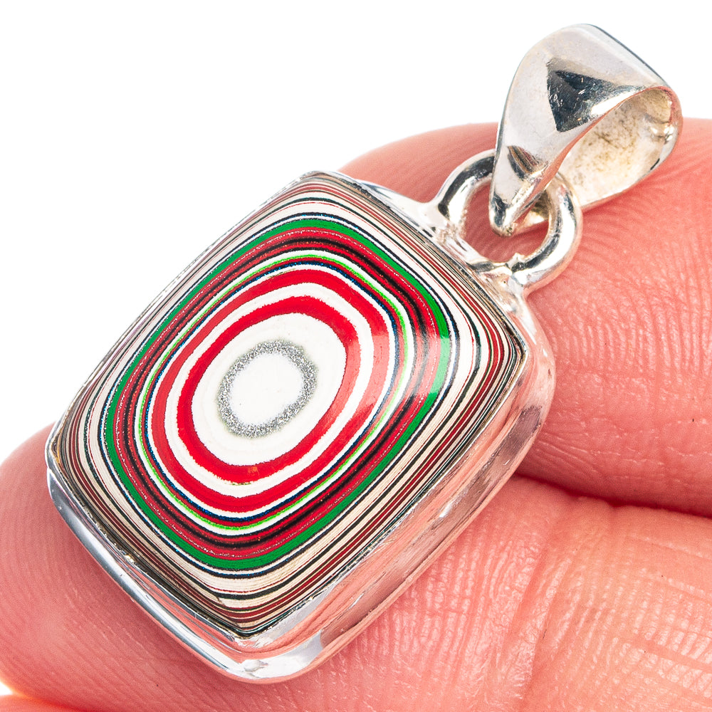 Fordite Pendant 1 1/8" (925 Sterling Silver) P39827