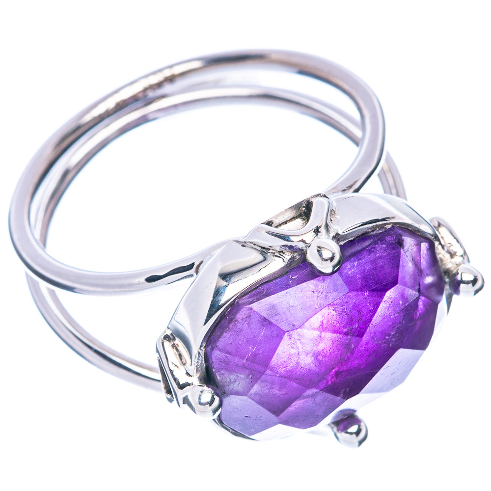 Premium Faceted Amethyst 925 Sterling Silver Ring Size 9 (925 Sterling Silver) R2734