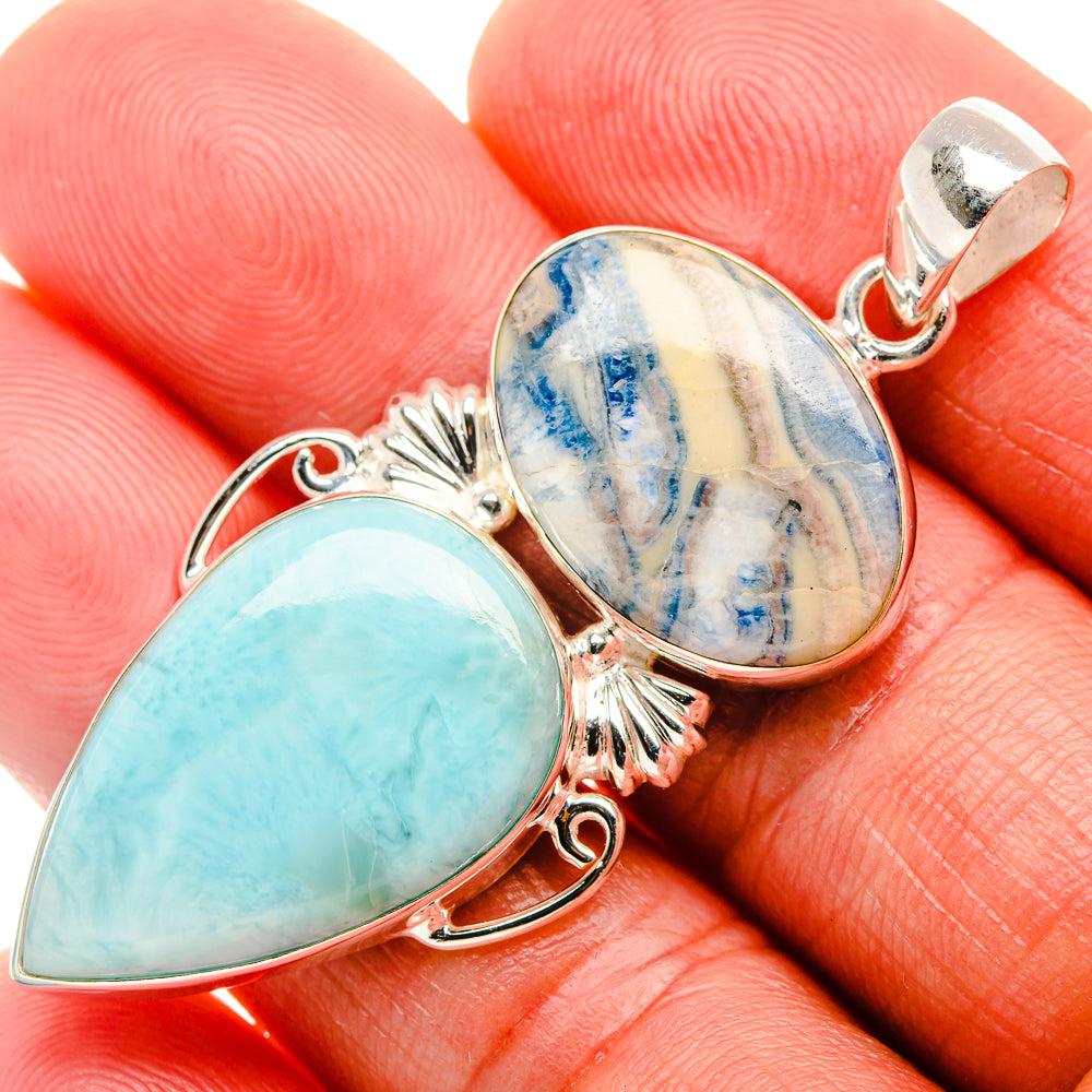 Amazonite, Blue Scheelite Pendant 2 1/4" (925 Sterling Silver) PD38210