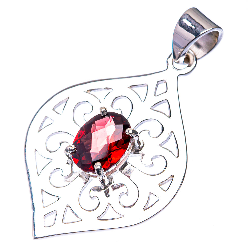 Premium Signature Garnet Pendant 1 3/8" (925 Sterling Silver) P38756