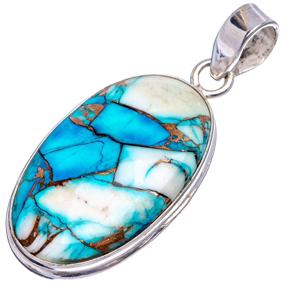 Ice Blue Dahlia Mohave Turquoise Pendant 1 3/4" (.925 Sterling Silver)