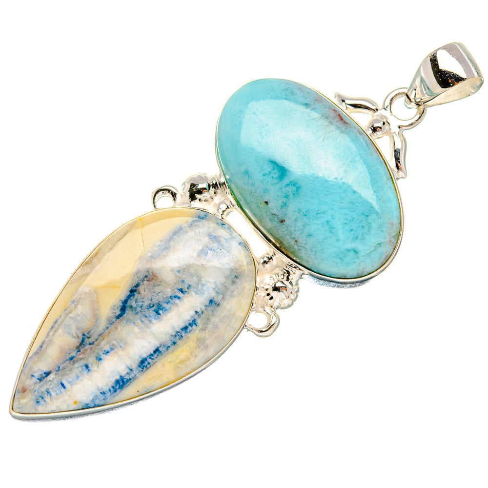 Blue Scheelite, Larimar Pendant 2 1/2" (925 Sterling Silver) PD38023