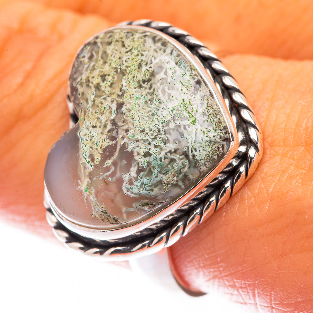 Green Moss Agate Ring Size 9.5 (925 Sterling Silver) R140752