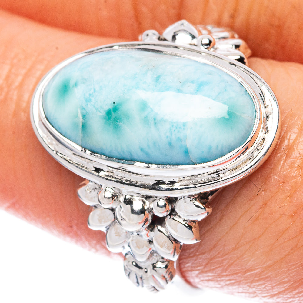 Premium Larimar 925 Sterling Silver Ring Size 8 (925 Sterling Silver) R2670