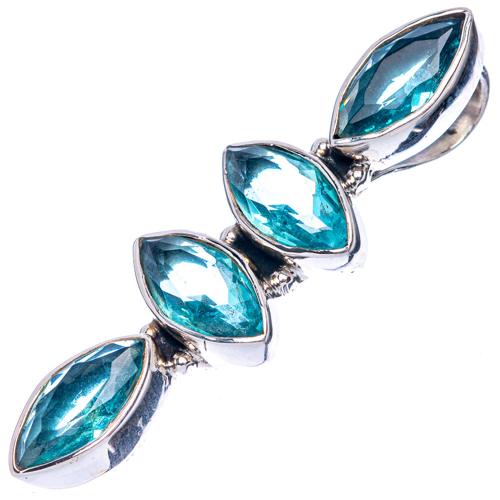 Blue Topaz Dainty Pendant 1 3/8" (925 Sterling Silver) P43575