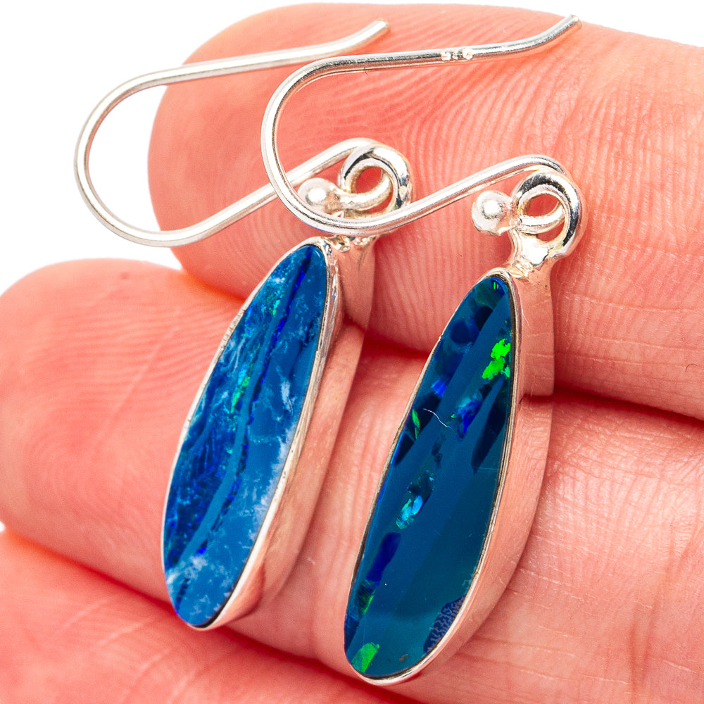 Rare Doublet Opal Earrings 1 3/8" (.925 Sterling Silver)
