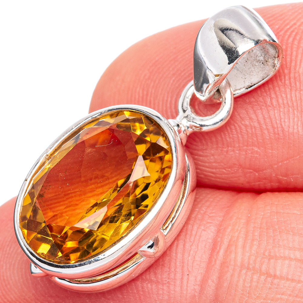 Value Faceted Citrine Pendant 1 1/8" (925 Sterling Silver) P42102