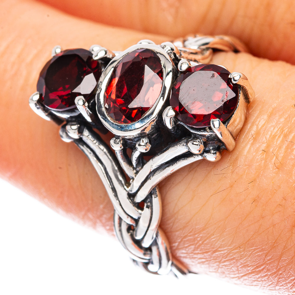 Garnet Ring Size 8.25 (925 Sterling Silver) R3118