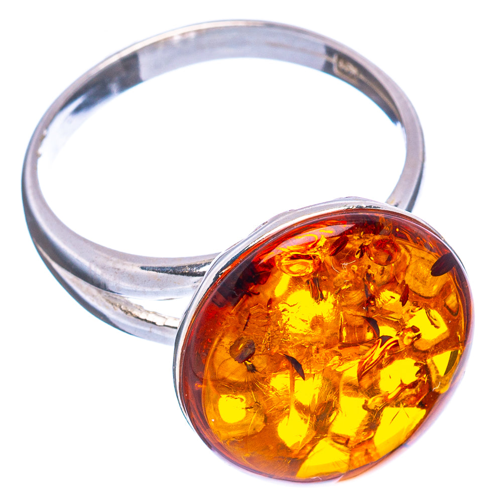 Baltic Amber Ring Size 7 Adjustable (.925 Sterling Silver)