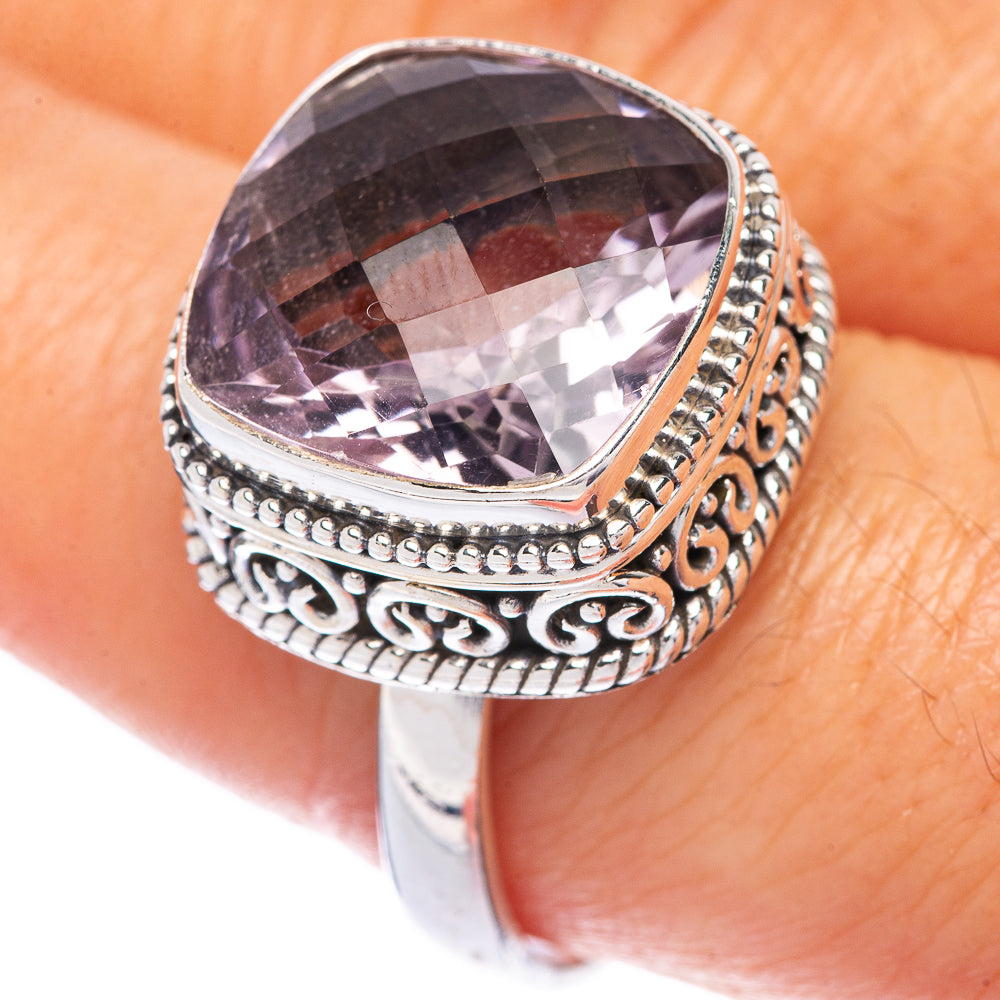 Large Faceted Pink Amethyst Ring Size 8.75 (925 Sterling Silver) R144823