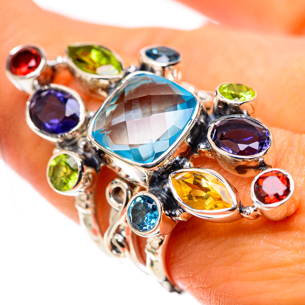 Signature Large Blue Topaz, Tanzanite, Citrine, Peridot, Garnet Ring Size 8.75 (925 Sterling Silver) RING138314