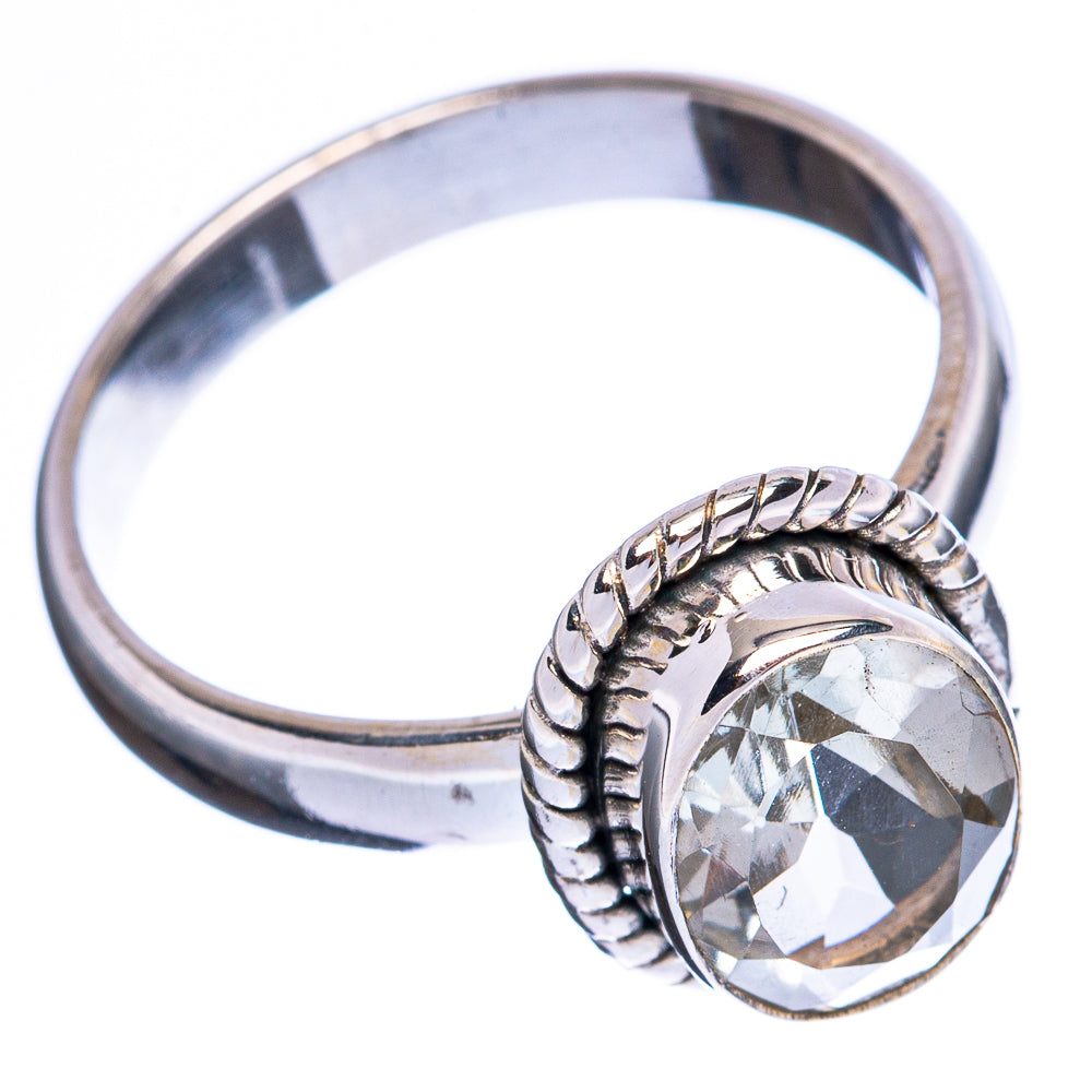 Value Faceted Green Amethyst Ring Size 6.75 (925 Sterling Silver) R3216