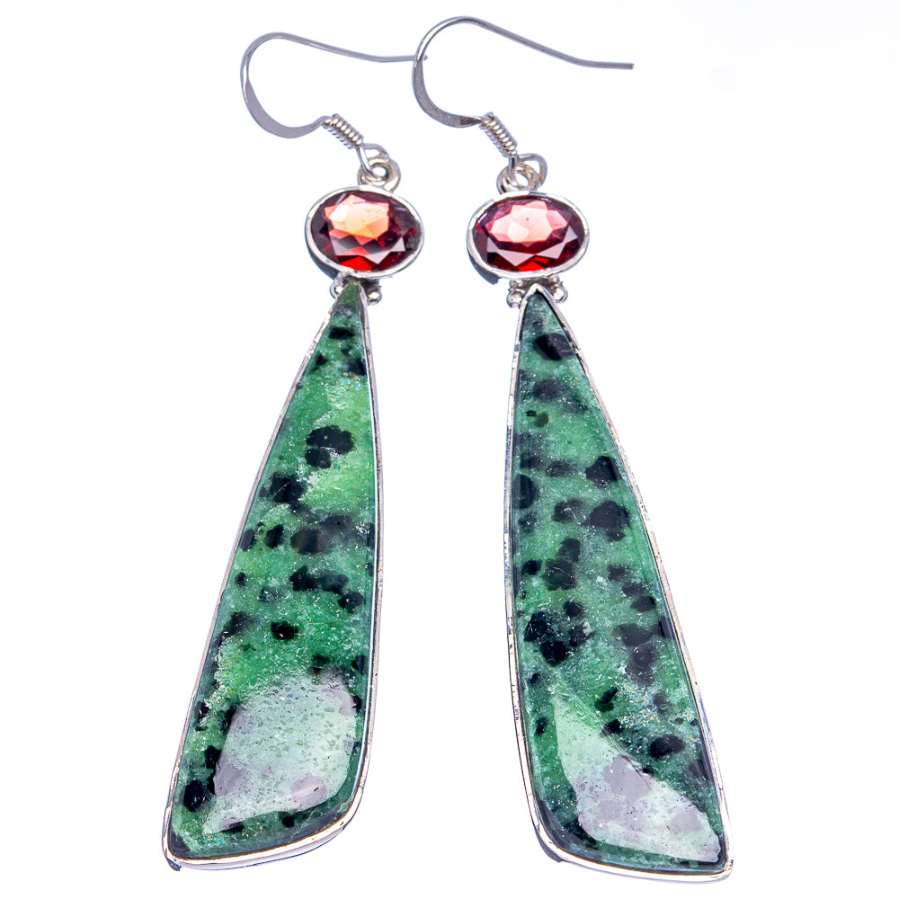 Signature Ruby Zoiste, Garnet Earrings 3 1/8" (.925 Sterling Silver)