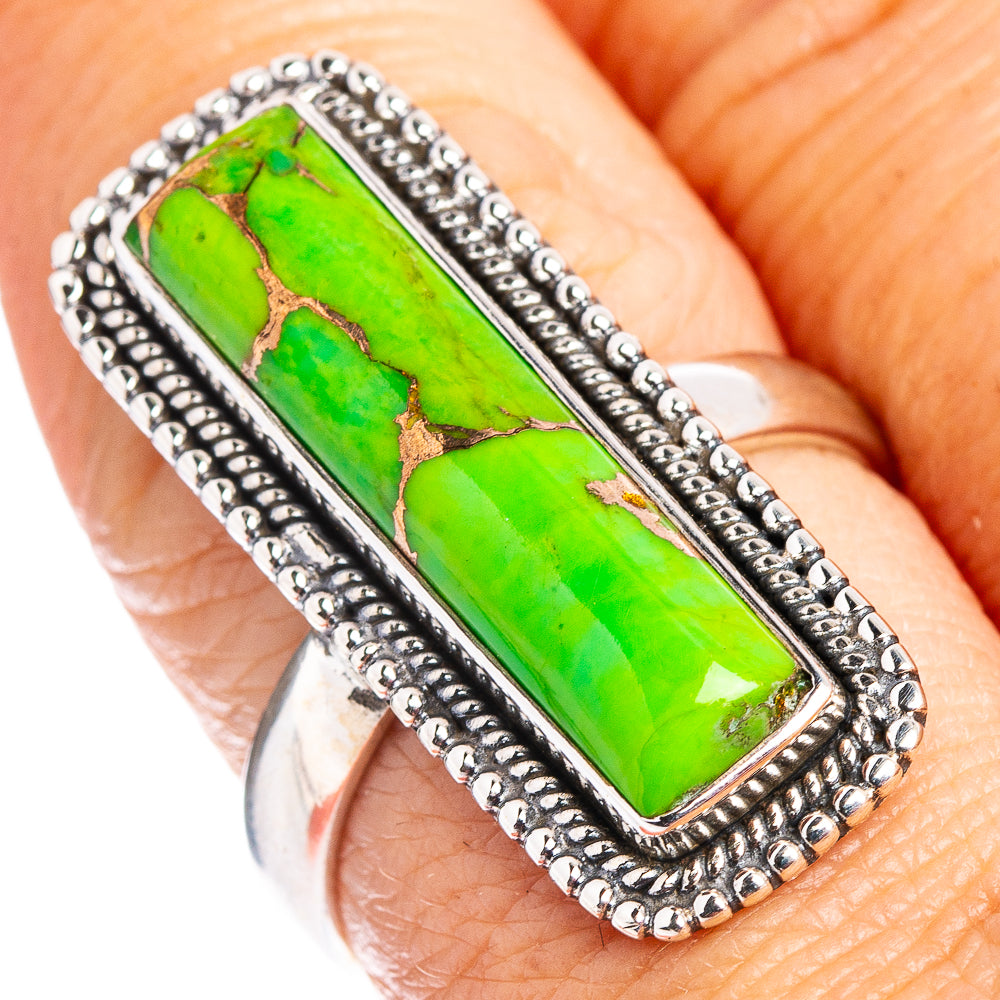 Green Copper Turquoise Ring Size 8.25 (.925 Sterling Silver)