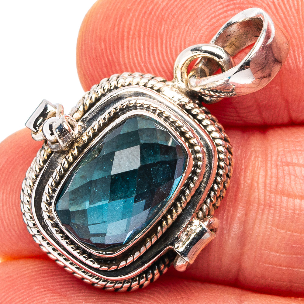 Premium Blue Topaz Poison Pendant 1 1/8" (.925 Sterling Silver)